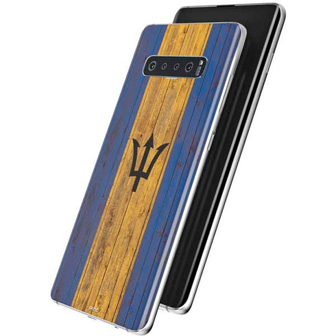 Barbados Flag Dark Wood Galaxy S10 Plus Skin